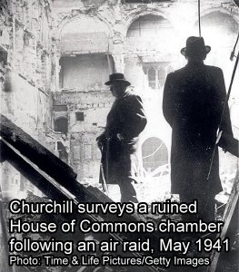 image: house of Commons in ruins