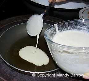 pour batter into the frying pan